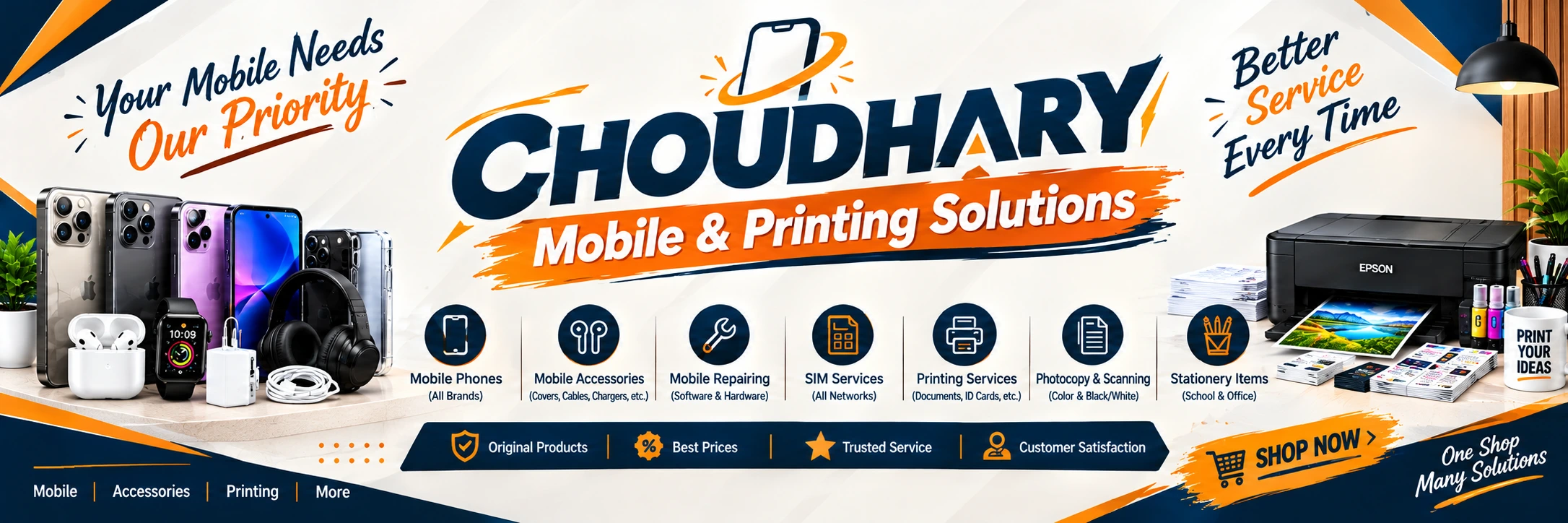 Choudhary Mobile & Printing Solutions Banner